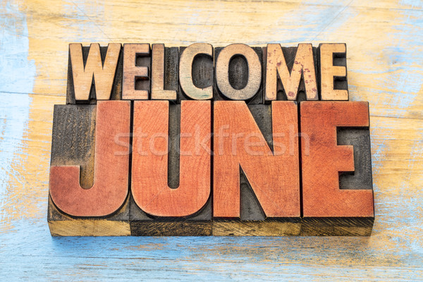 Welcome June in letterpress wood type Stock photo © PixelsAway