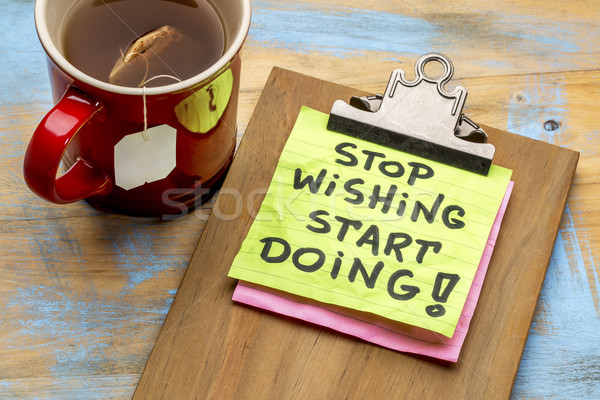 Arrêter commencer conseil note collante presse-papiers [[stock_photo]] © PixelsAway