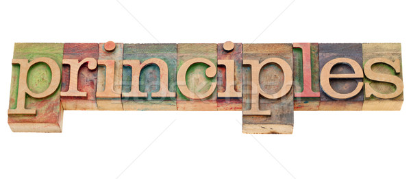 Grundsätze Wort Buchdruck isoliert Jahrgang Holz Stock foto © PixelsAway