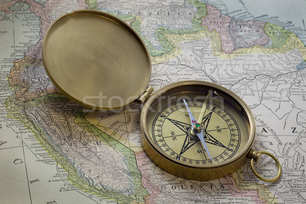 brass compas over South America map Stock photo © PixelsAway