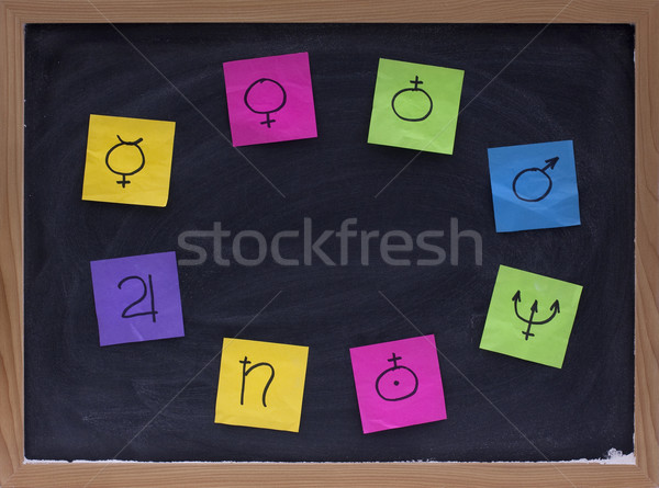 copy space on blackboard surrounded by planet signs Stock photo © PixelsAway