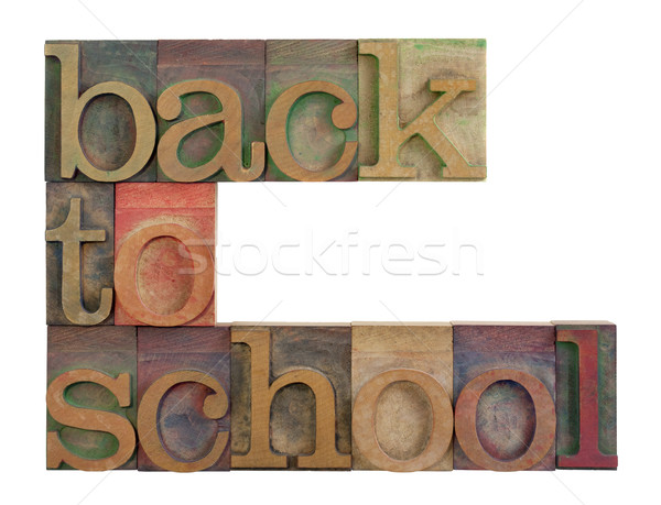 Okula geri başlık bağbozumu ahşap tip Stok fotoğraf © PixelsAway