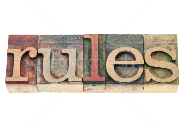 правила слово древесины тип изолированный текста Сток-фото © PixelsAway