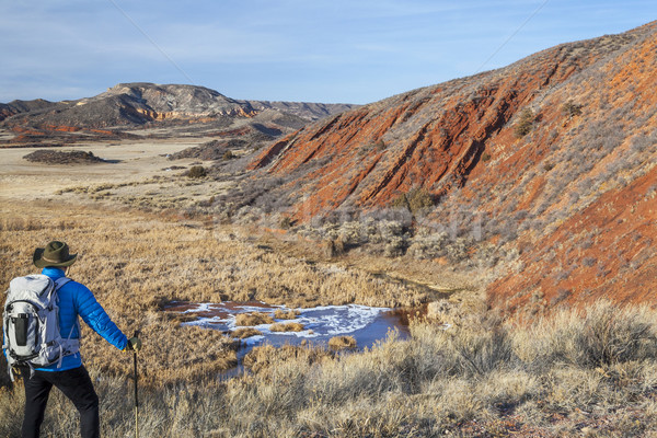 Stock foto: Wanderer · robust · Colorado · Landschaft · männlich · Rucksack