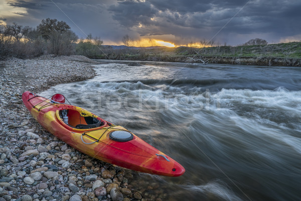 whitewater kayak at sunset Stock photo © PixelsAway