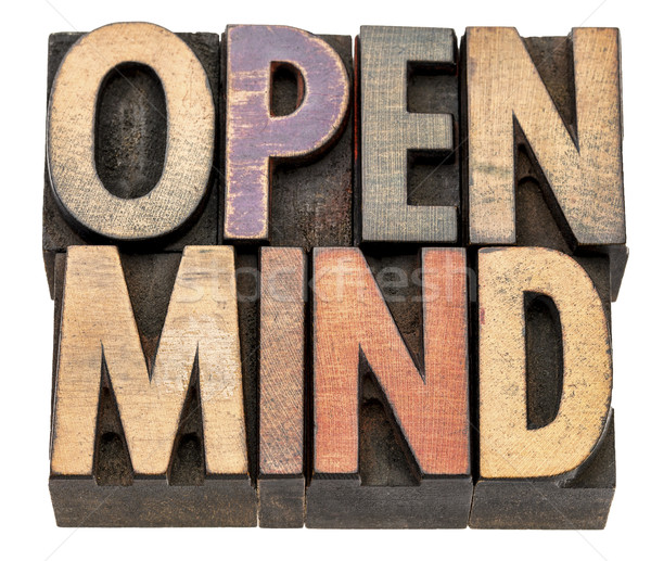 open mind word abstract in vintage wood type Stock photo © PixelsAway