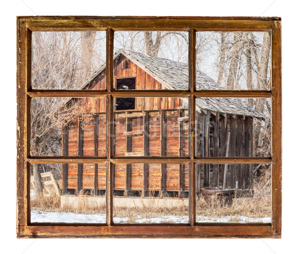 Stock photo: Old rustic barn window view