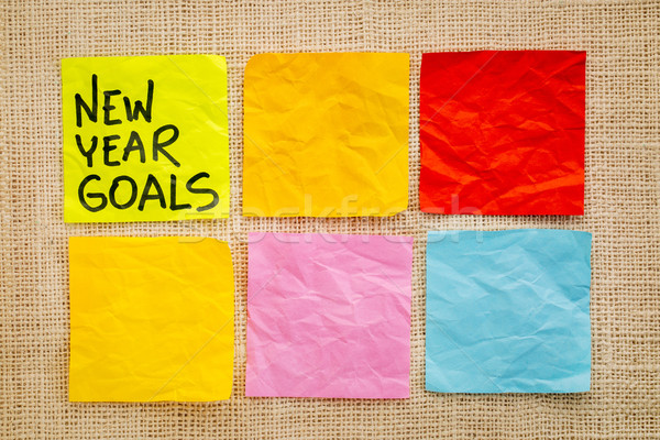 Stock photo: New Year goals on sticky notes