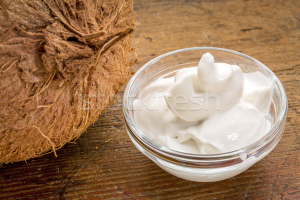 Mleko kokosowe jogurt mały szkła puchar rustykalny Zdjęcia stock © PixelsAway