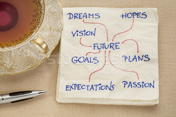 dreams, goals, plans, visionn napkin doodle Stock photo © PixelsAway