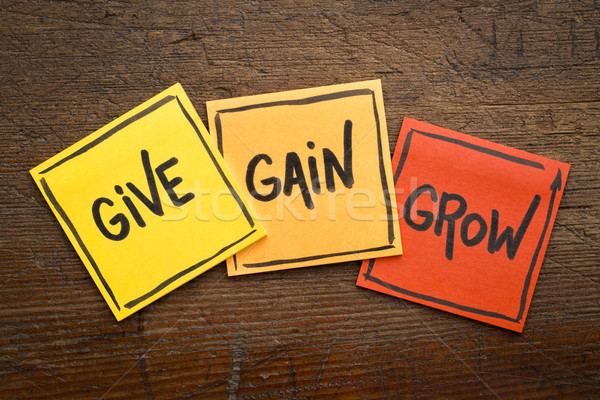 give, gain and grow concept in sticky notes Stock photo © PixelsAway