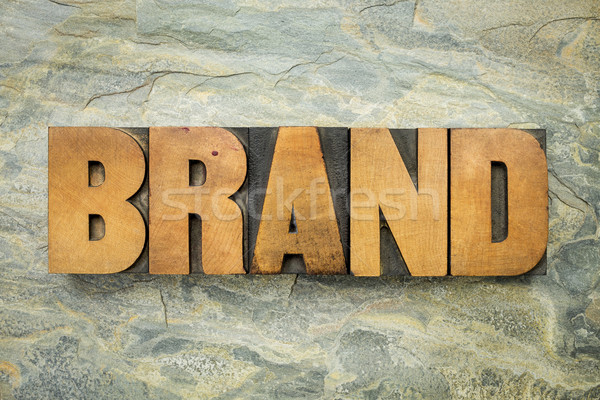 Stock photo: brand word in wood type