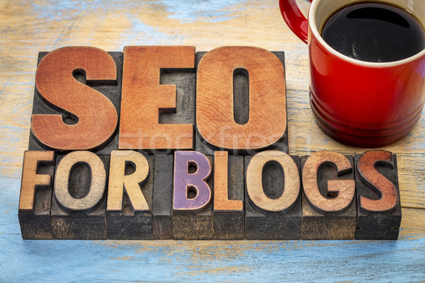 Stock photo: SEO for blogs in wood type