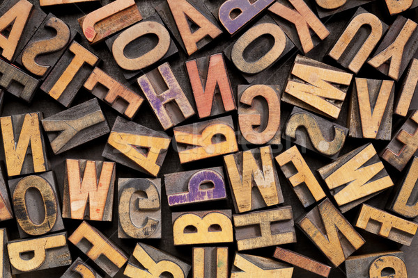 Stock photo: vintage letterpress wood printing blocks