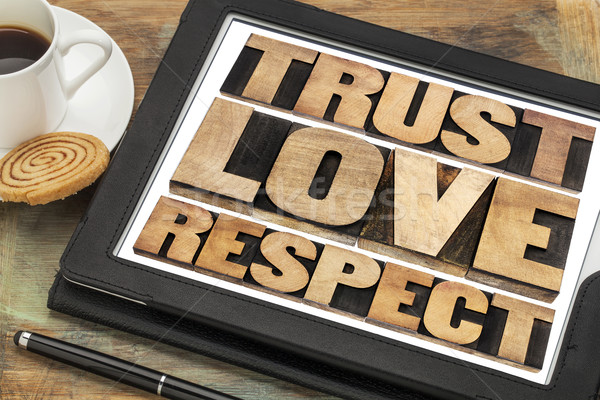 Stock foto: Vertrauen · Liebe · Respekt · Worte · Wort · abstrakten