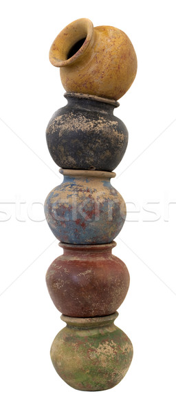 five clay plant pots stacked in a column Stock photo © PixelsAway
