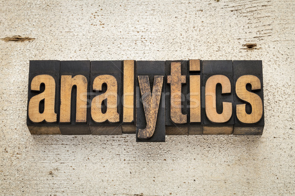 Analytics woord hout type vintage Stockfoto © PixelsAway