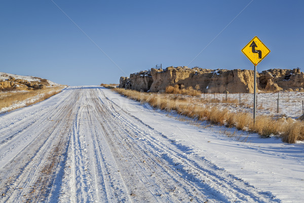 Stock photo: back country road over prairie