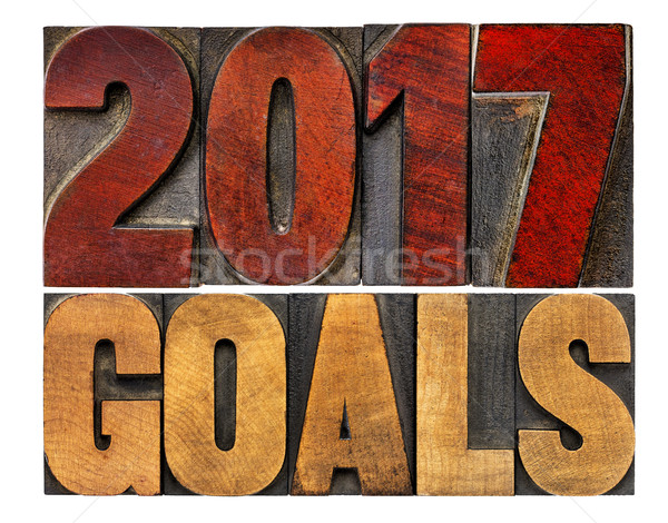 2017 goals in letterpress wood type Stock photo © PixelsAway