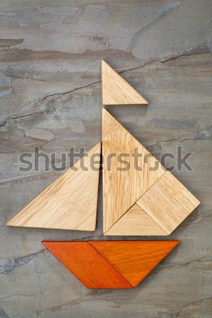 Stock photo: seven tangram puzzle pieces