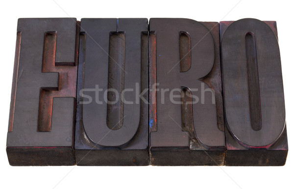 Stock photo: euro word in letterpress type