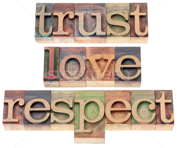 Confiance amour respect bois type mots [[stock_photo]] © PixelsAway