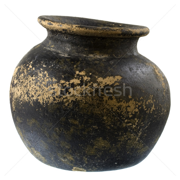Stock photo: black and brown clay plant pot