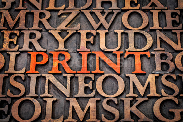 Impresión palabra resumen madera tipo impresión Foto stock © PixelsAway
