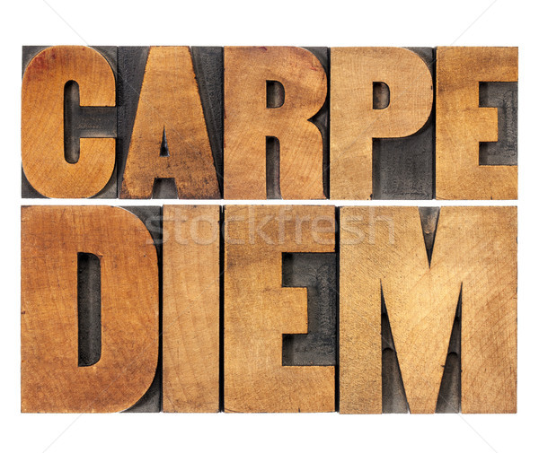 Carpe Diem in wood type Stock photo © PixelsAway