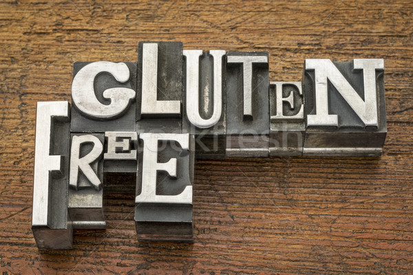 Glutenvrij woorden metaal type vintage afdrukken Stockfoto © PixelsAway