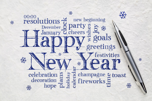 Happy New Year word clouid Stock photo © PixelsAway
