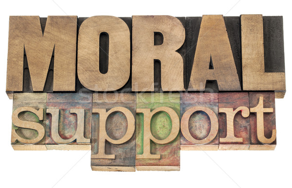 Moralische Unterstützung Holz Typ isoliert Text Stock foto © PixelsAway