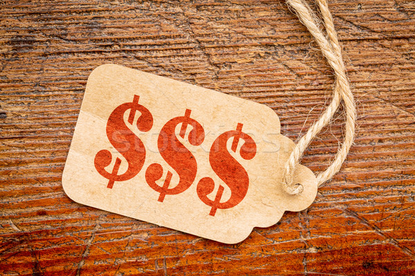 Dollarteken prijs Rood stencil tekst papier Stockfoto © PixelsAway