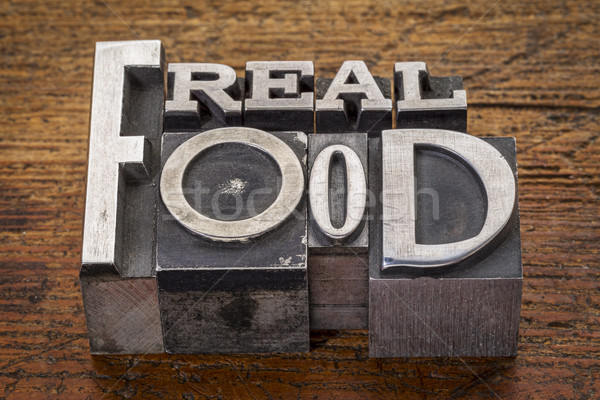 real food text in metal type Stock photo © PixelsAway