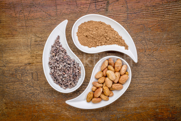 cacao beans, nibs and powder  Stock photo © PixelsAway