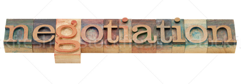 Trattativa parola isolato vintage legno Foto d'archivio © PixelsAway