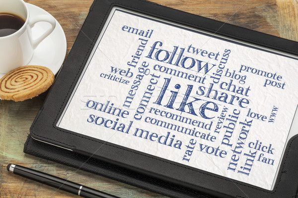 like, share follow word cloud Stock photo © PixelsAway