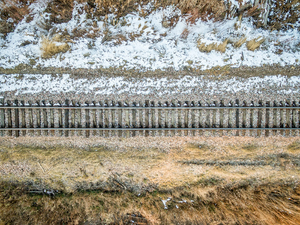 Vasúti sinek légifelvétel hát vidék fa acél Stock fotó © PixelsAway