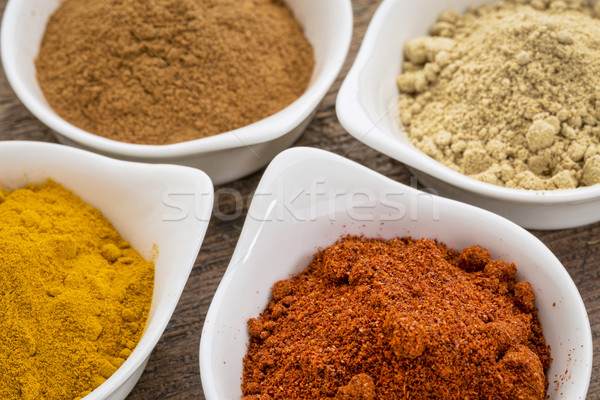 Stock fotó: Gyömbér · fahéj · piros · paprika · négy · egészséges · fűszer