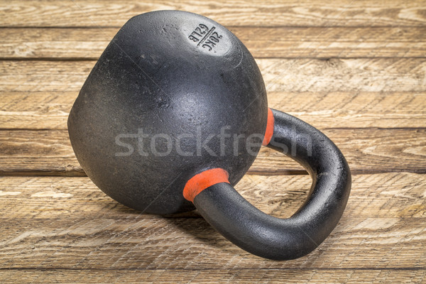 Stock fotó: Nehéz · vasaló · kettlebell · fitnessz · rusztikus · fa