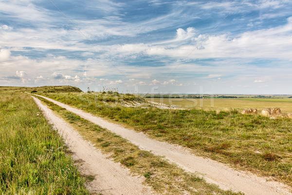 Foto stock: Rancho · carretera · pradera · oriental · Kansas · castillo