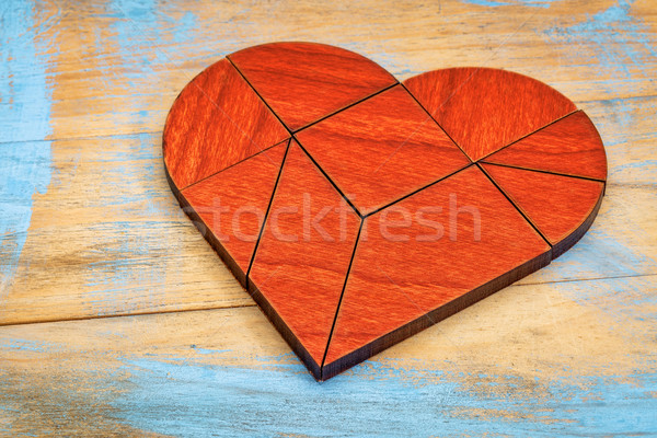 red wood heart tangram Stock photo © PixelsAway