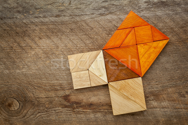 Puzzel geïllustreerd houten stukken klassiek chinese Stockfoto © PixelsAway