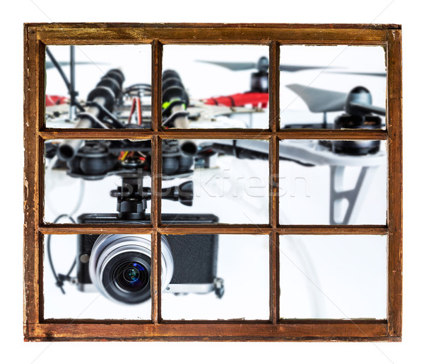 конфиденциальность вторжение расплывчатый Flying камеры Сток-фото © PixelsAway