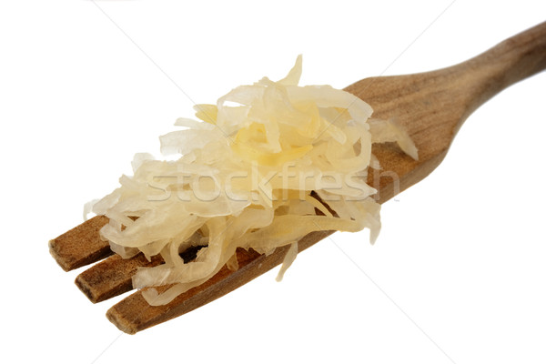 Sauerkraut Holz Gabel Kohl isoliert weiß Stock foto © PixelsAway
