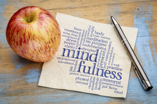 mindfulness word cloud on napkin Stock photo © PixelsAway