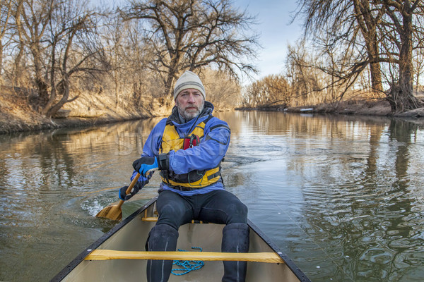 canoe paddling on Poudre River Stock photo © PixelsAway
