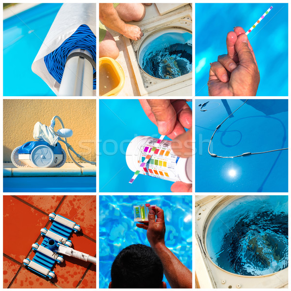 Collage maintenance of a private pool Stock photo © pixinoo