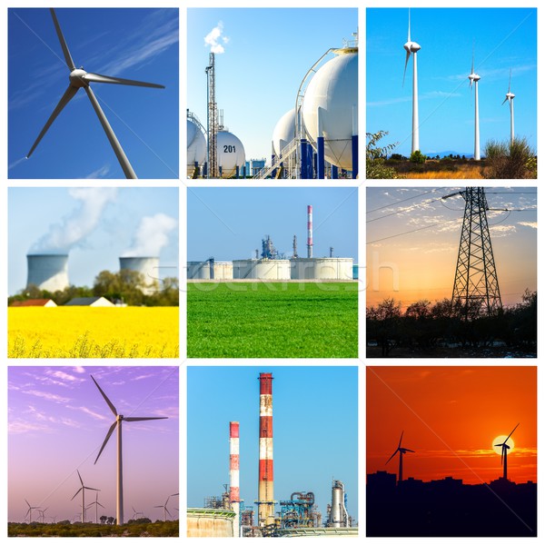 Erő energia fogalmak zöld ipar kék ég Stock fotó © pixinoo