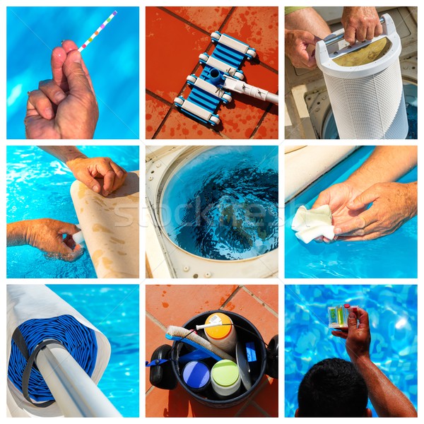 Collage maintenance of a private pool Stock photo © pixinoo